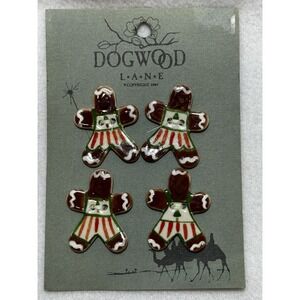 Vintage Dogwood Lane Hand Painted Ceramic Gingerbread Christmas Buttons